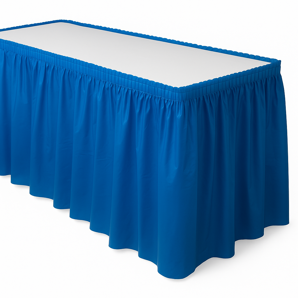 Royal Blue Plastic Table Skirt