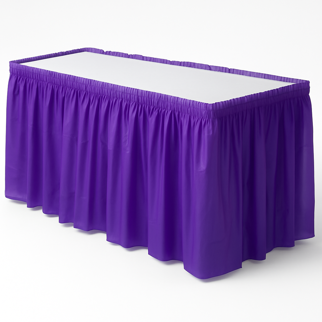 Elegant Purple Plastic Table Skirt - 54 in. x 126 in.