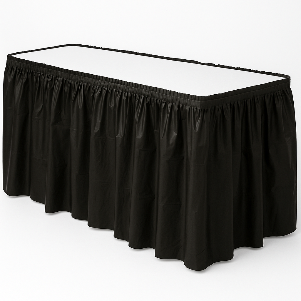 Elegant Black Plastic Table Skirt