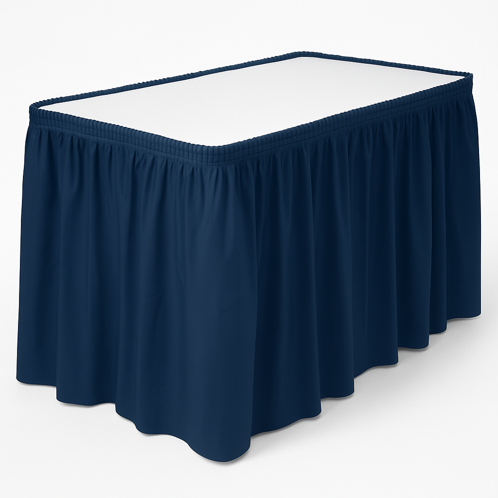 True Navy Plastic Table Skirt - 29" x 168"