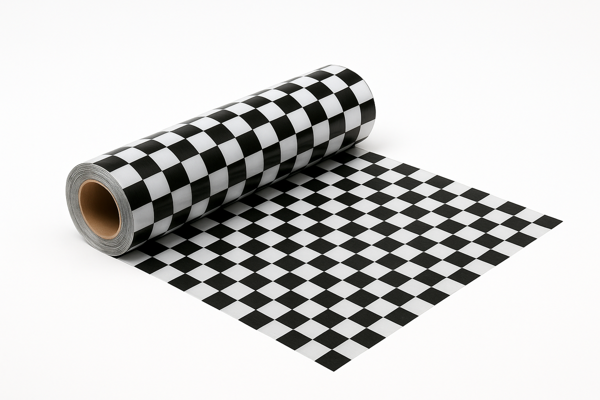 Black & White Checkered Plastic Table Roll