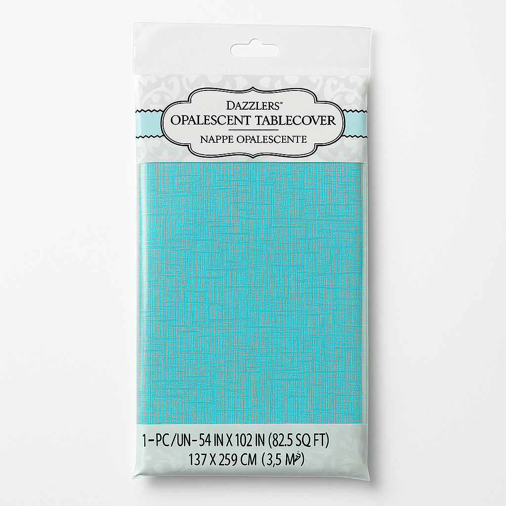 Dazzler Blue Opalescent Reusable Table Cover, 54" x 102"
