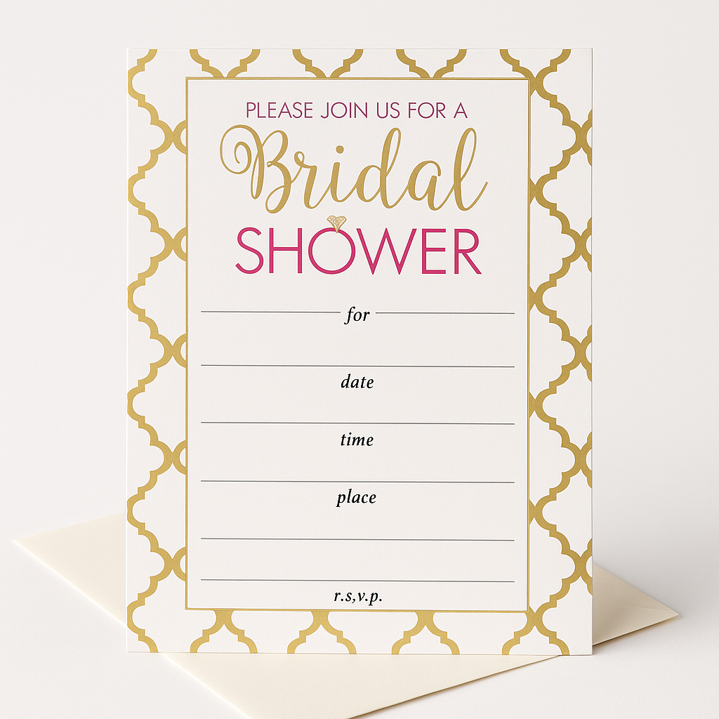 Elegant Bridal Shower Invitations with Envelopes, 20-Pack