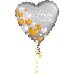 Elegant Heart-Shaped Happy Anniversary Foil Balloon