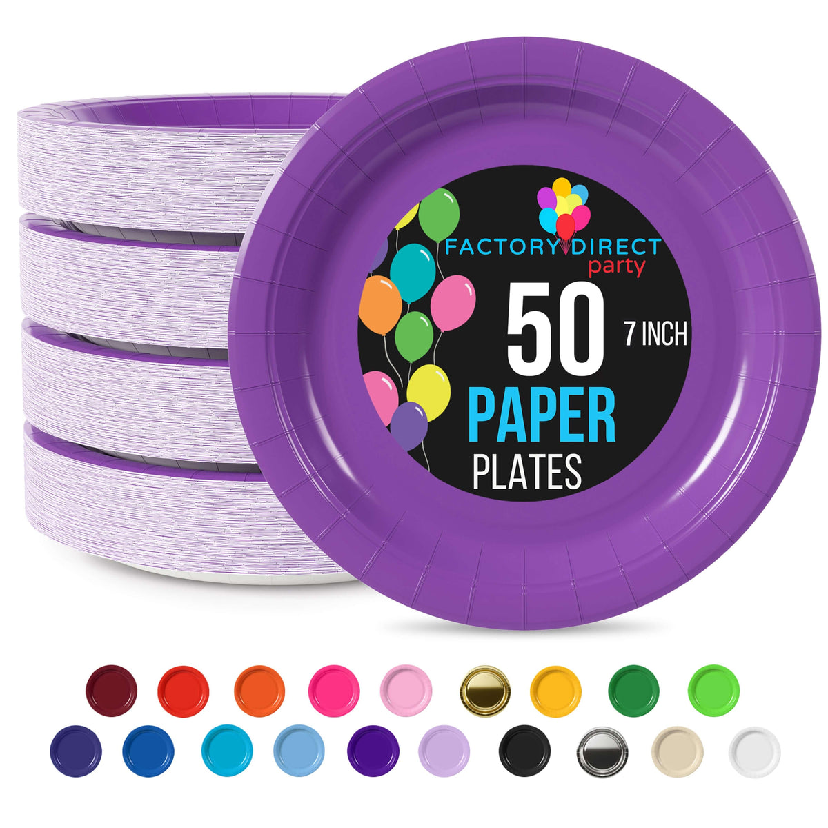 7 In. Purple Paper Plates - 50 Ct.