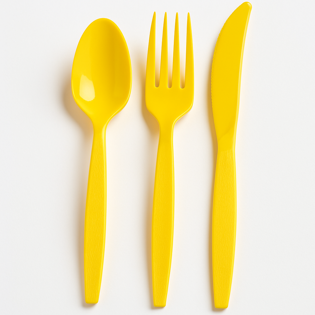 Bright Yellow Plastic Cutlery Set - 32 Count