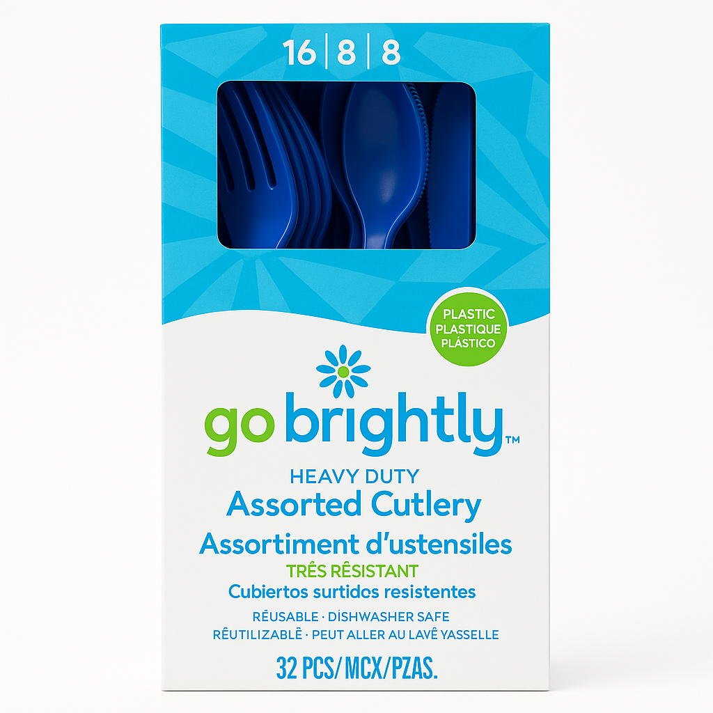 Royal Blue Plastic Cutlery Set - 32 Pieces