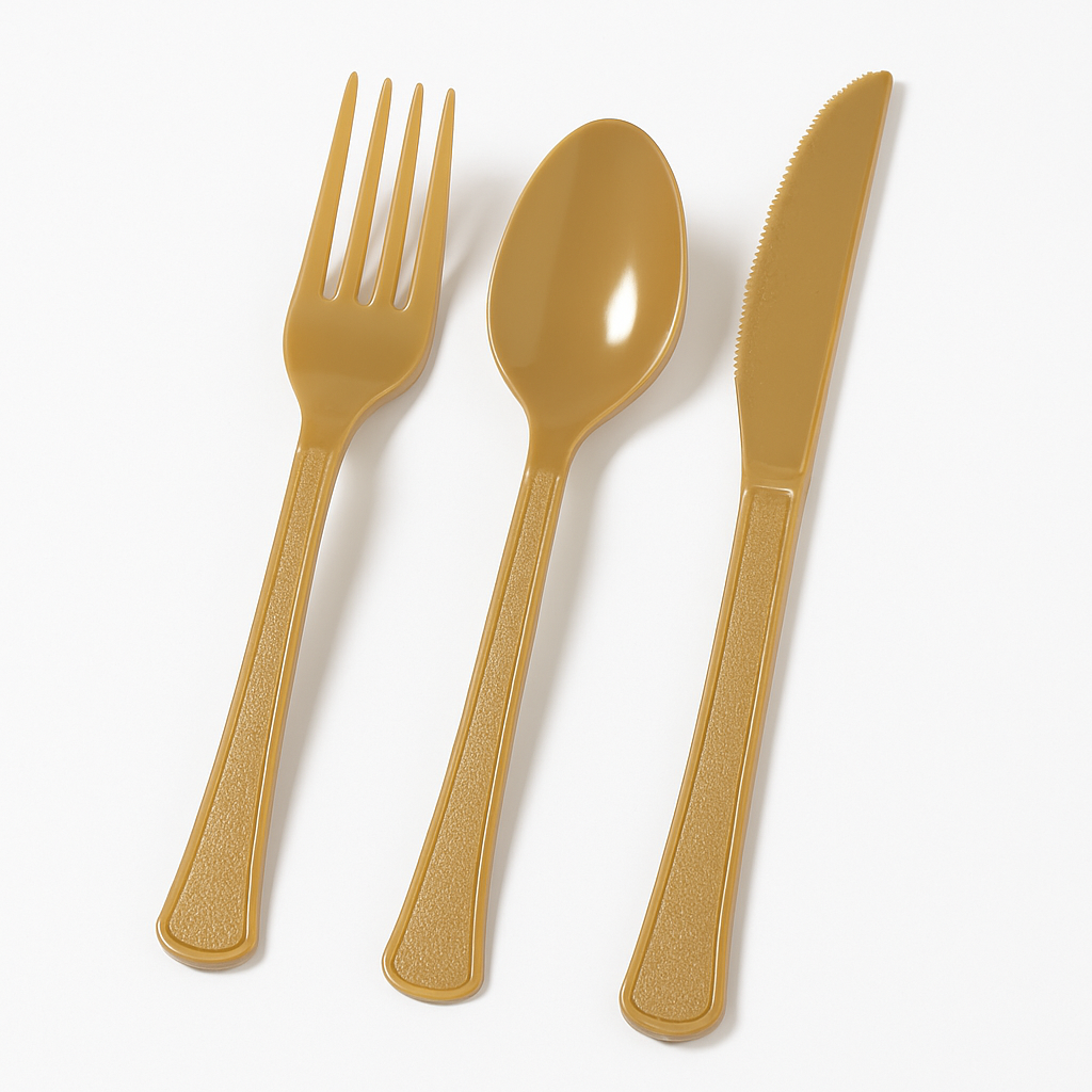 Gold Heavyweight Plastic Cutlery Set - 24 Count