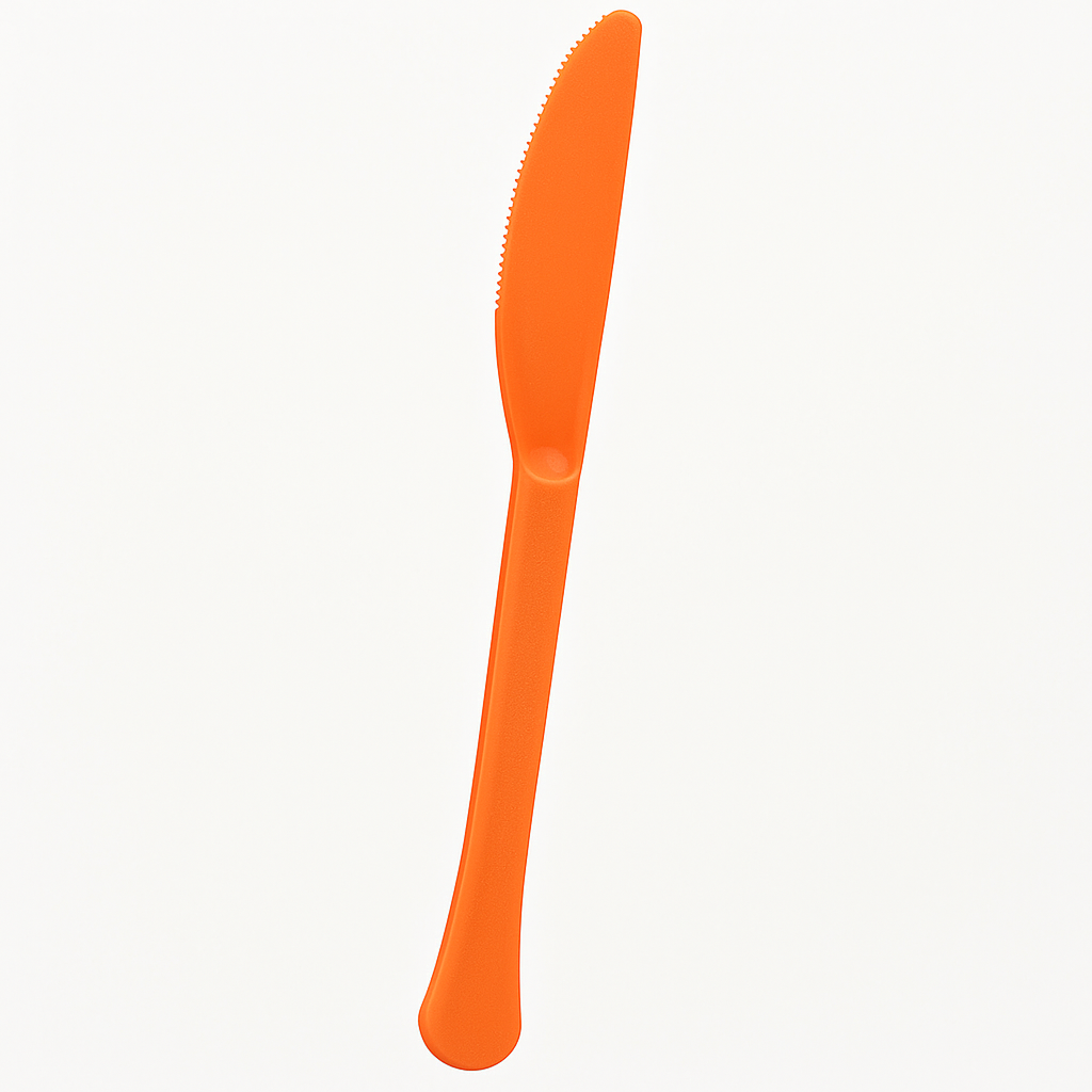 Heavyweight Orange Plastic Knives - Mid Cut Design