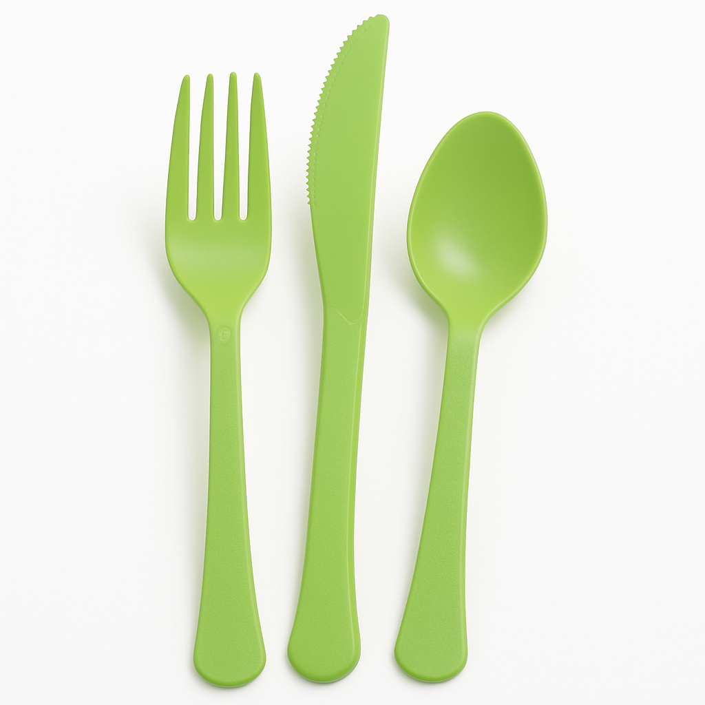Kiwi Green Heavyweight Plastic Cutlery Set