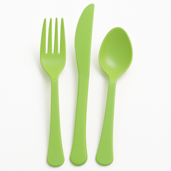 Kiwi Green Heavyweight Plastic Cutlery Set