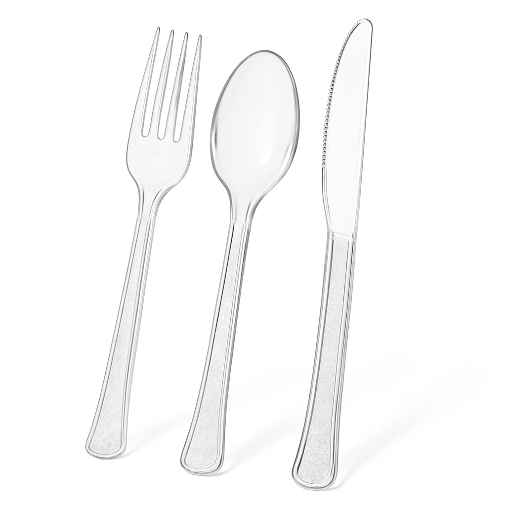 Clear Heavy-Duty Assorted Plastic Cutlery Set