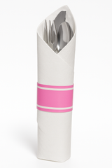 Bright Pink Premium Rolled Cutlery Set with Guest Towel