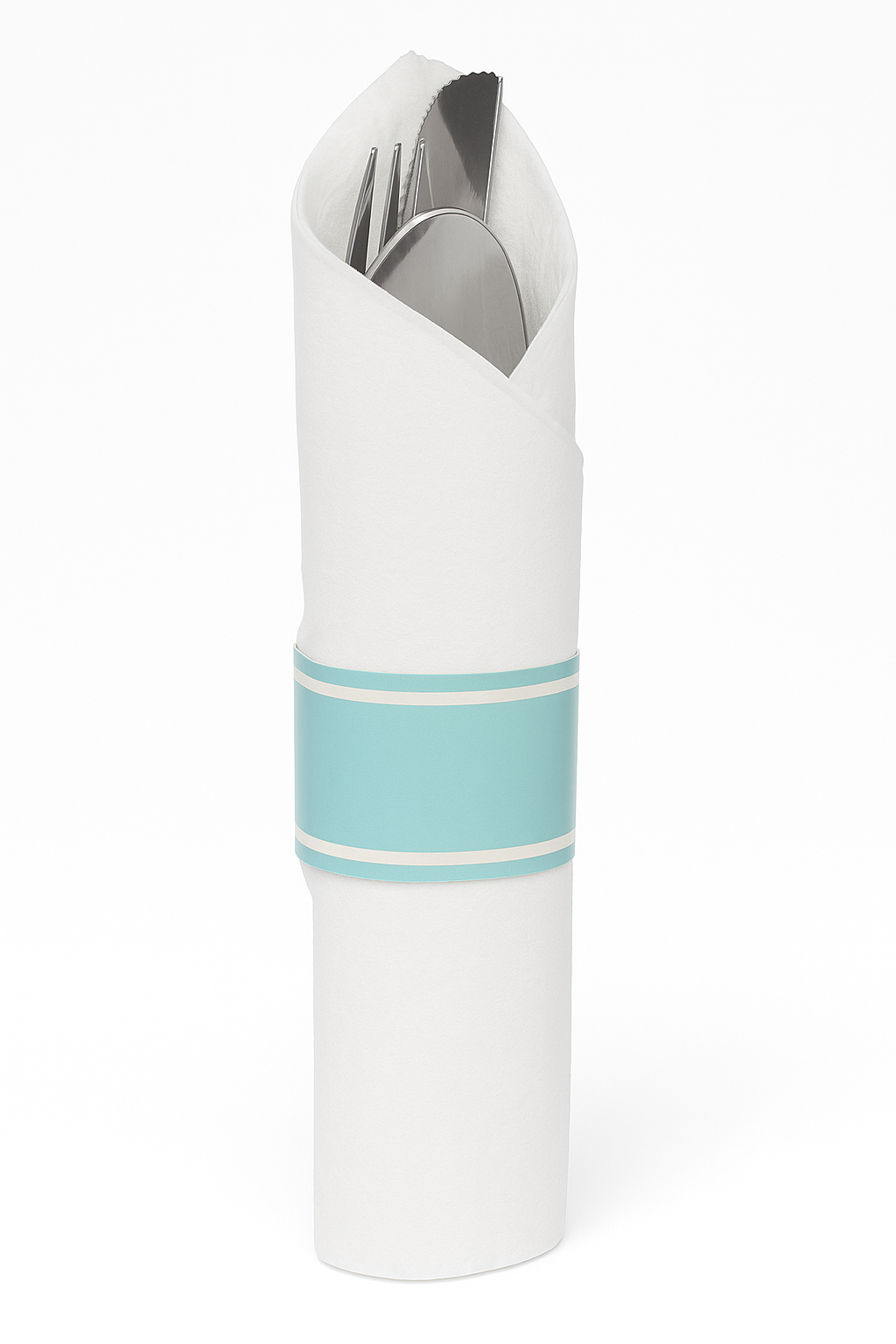 Premium Rolled Cutlery Set with Guest Towel - Robins Egg Blue