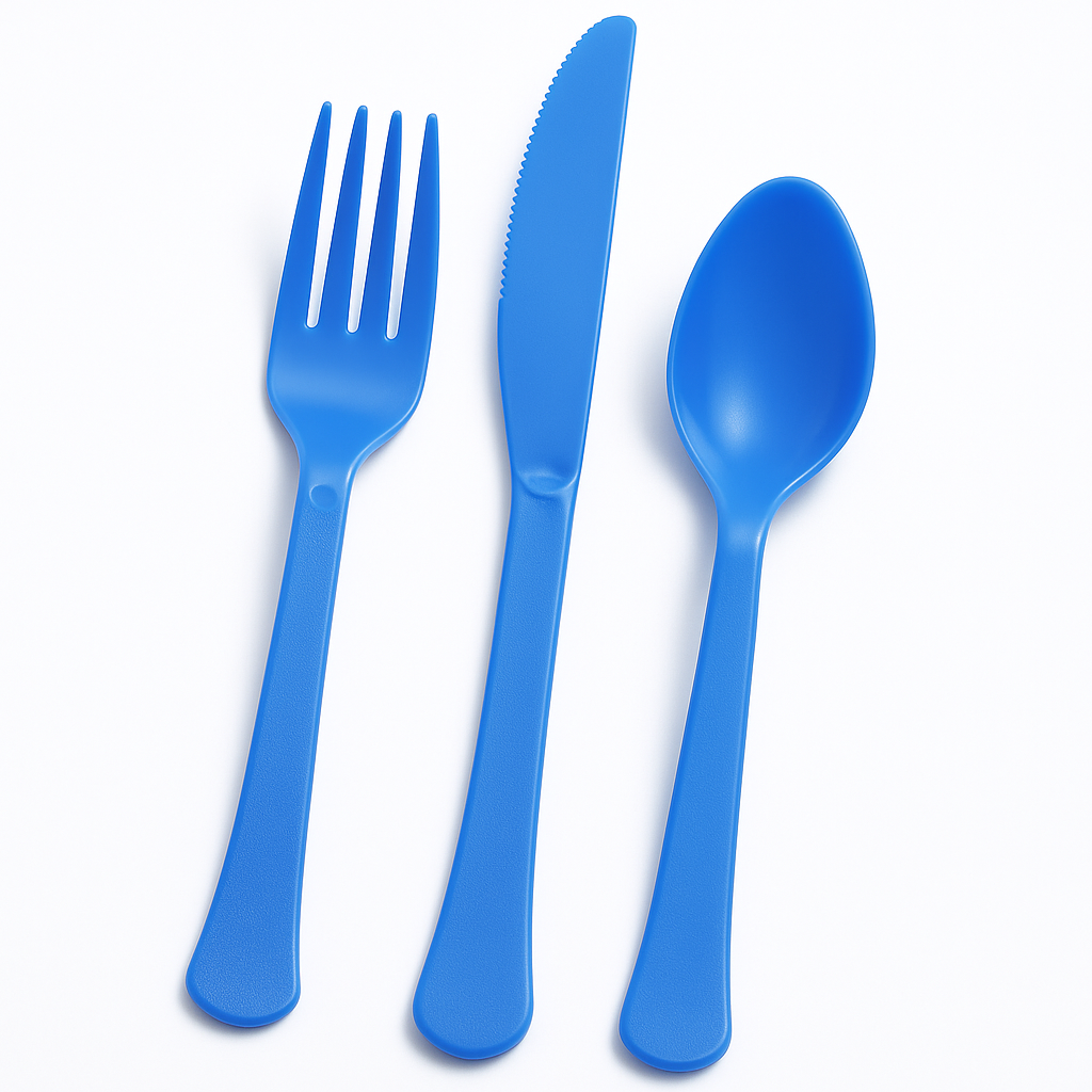 Blue Heavyweight Plastic Cutlery Set - 7.5 in. - 24 Count