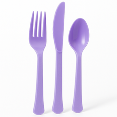 Heavyweight Lavender Plastic Cutlery Set