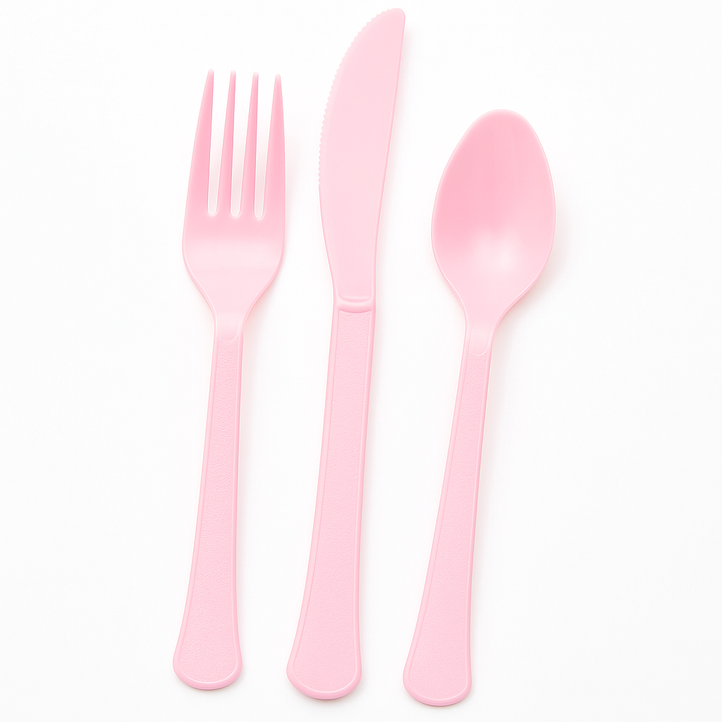 Heavyweight Pink Plastic Cutlery Set