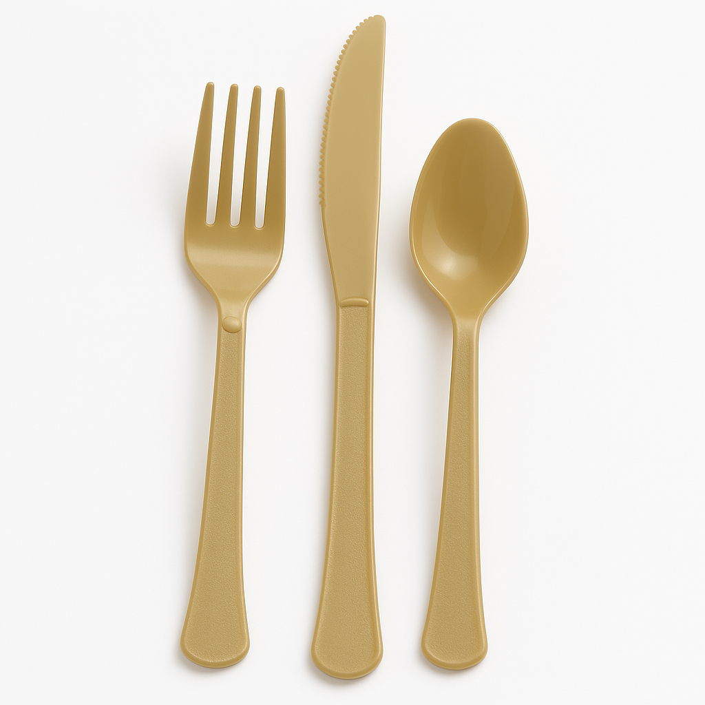 Heavyweight Gold Plastic Cutlery Set