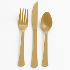 Heavyweight Gold Plastic Cutlery Set