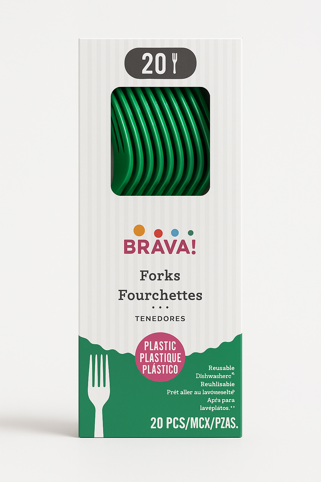 Festive Green Plastic Forks - 20 Count