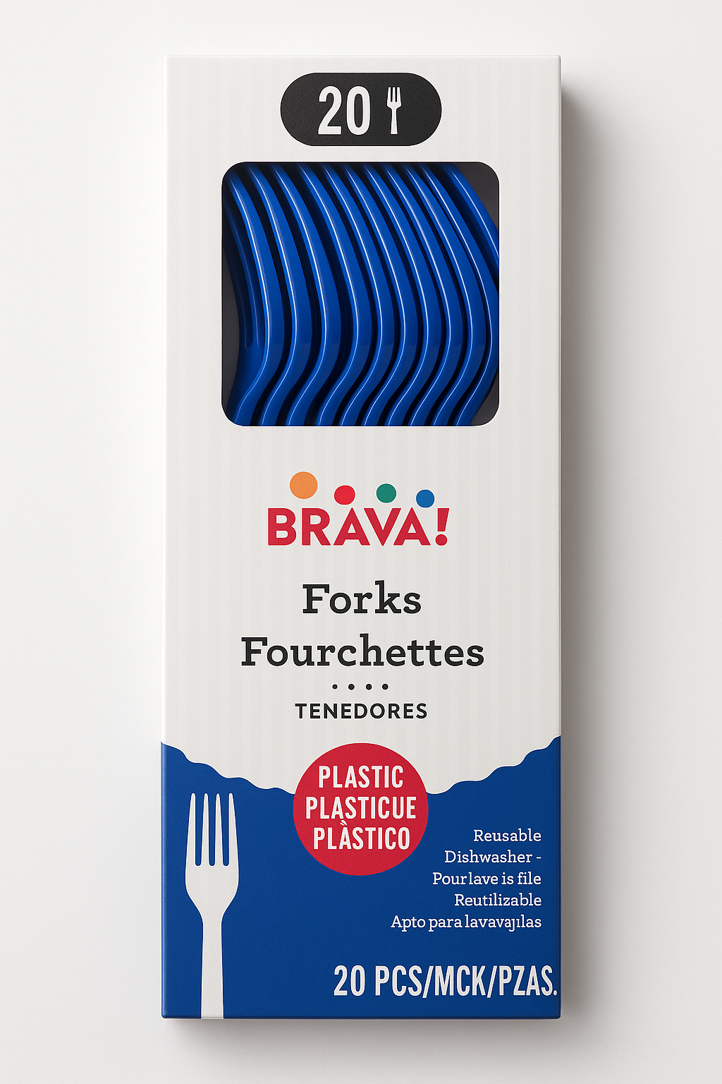 Royal Blue Plastic Forks - 20 Pack