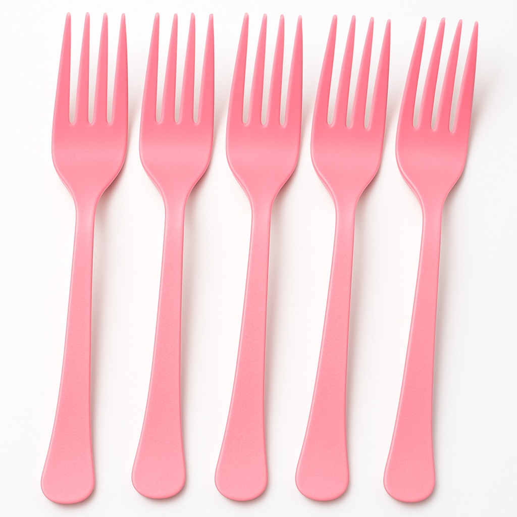 New Pink Plastic Forks - Solid Color Cutlery for Everyday Use