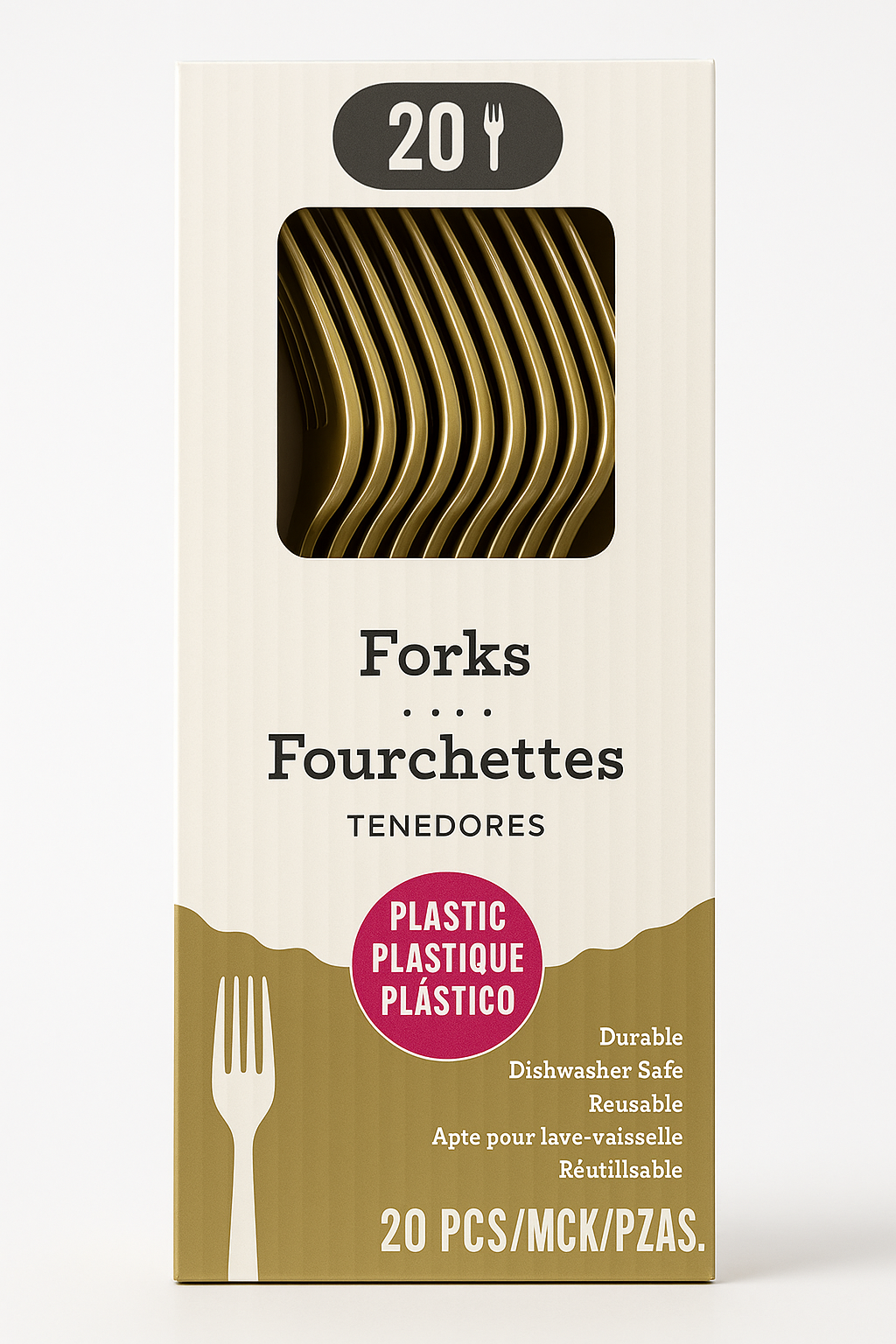 Elegant Gold Plastic Forks - Pack of 20
