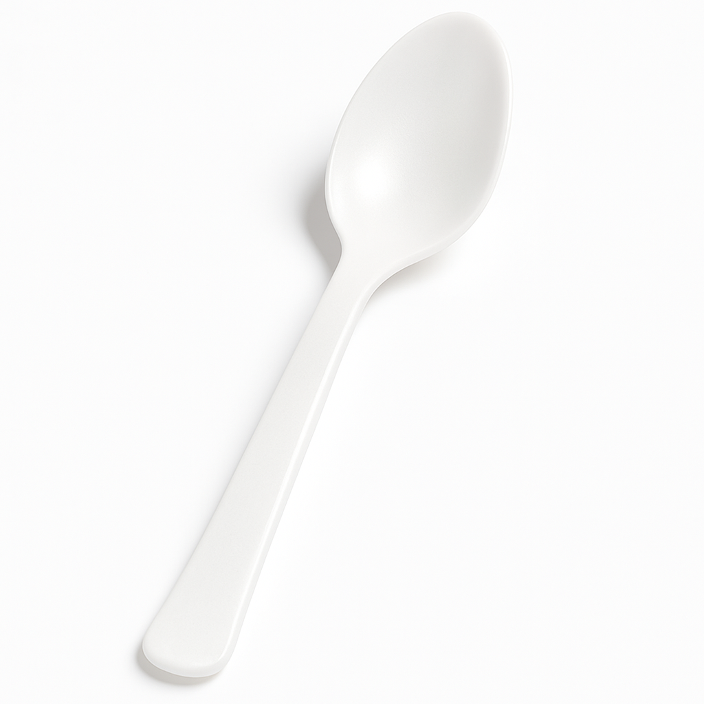 Frosty White Plastic Spoon - Solid Color Cutlery - 7.5 in.