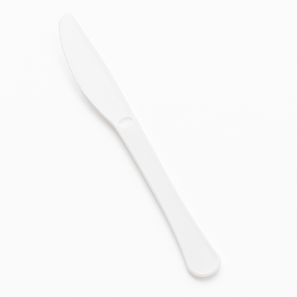 Frosty White Plastic Knives - Solid Color Cutlery