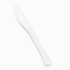 Frosty White Plastic Knives - Solid Color Cutlery