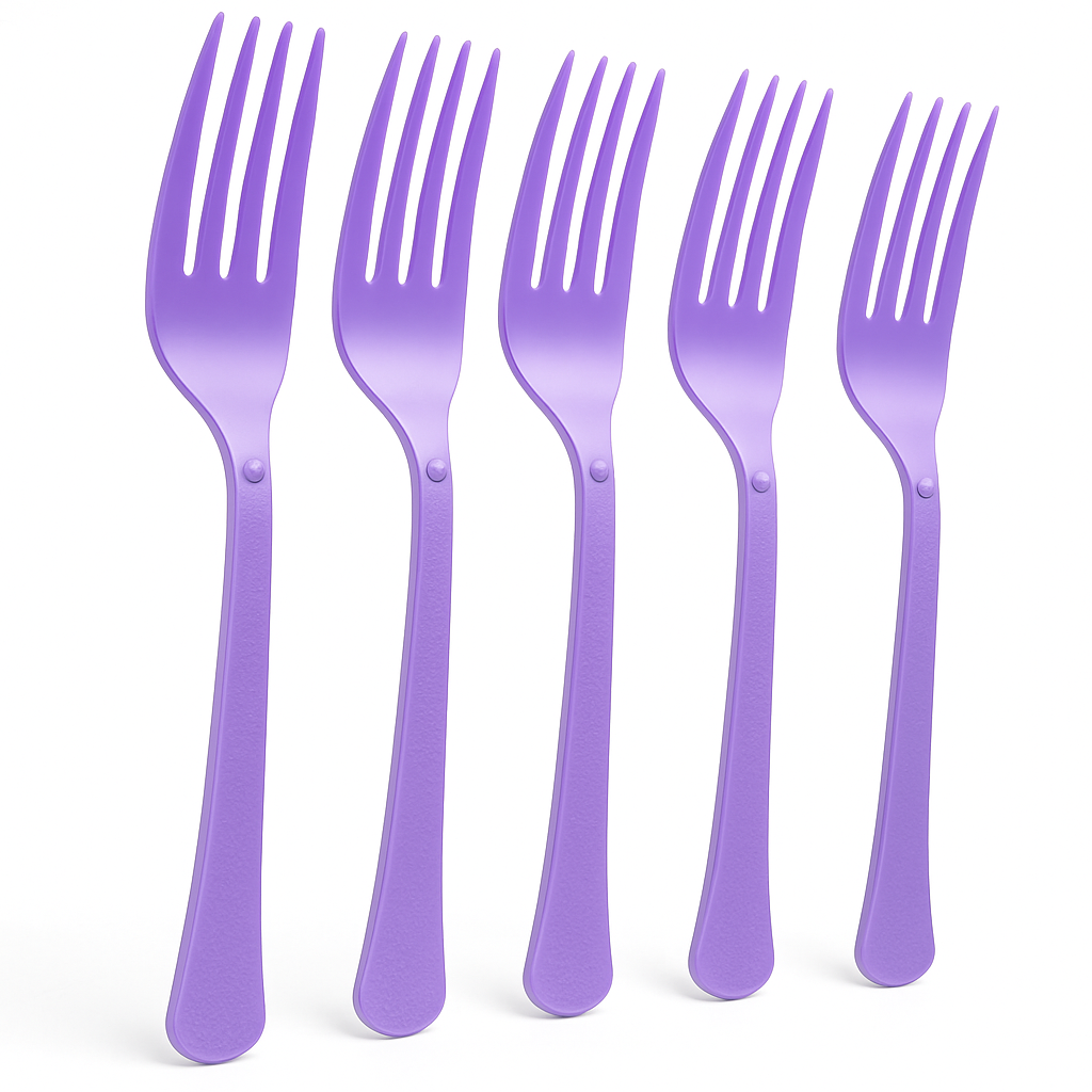Lavender Plastic Forks - Solid Color Tableware