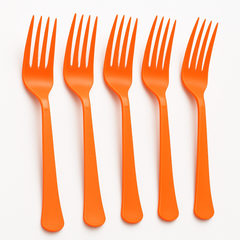 Vibrant Orange Plastic Forks - Solid Color Cutlery