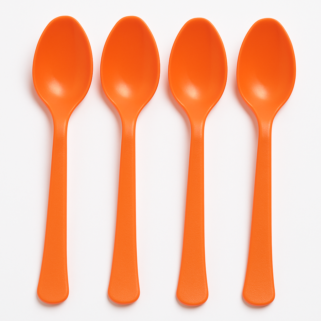 Vibrant Orange Plastic Spoons - Solid Color Tableware