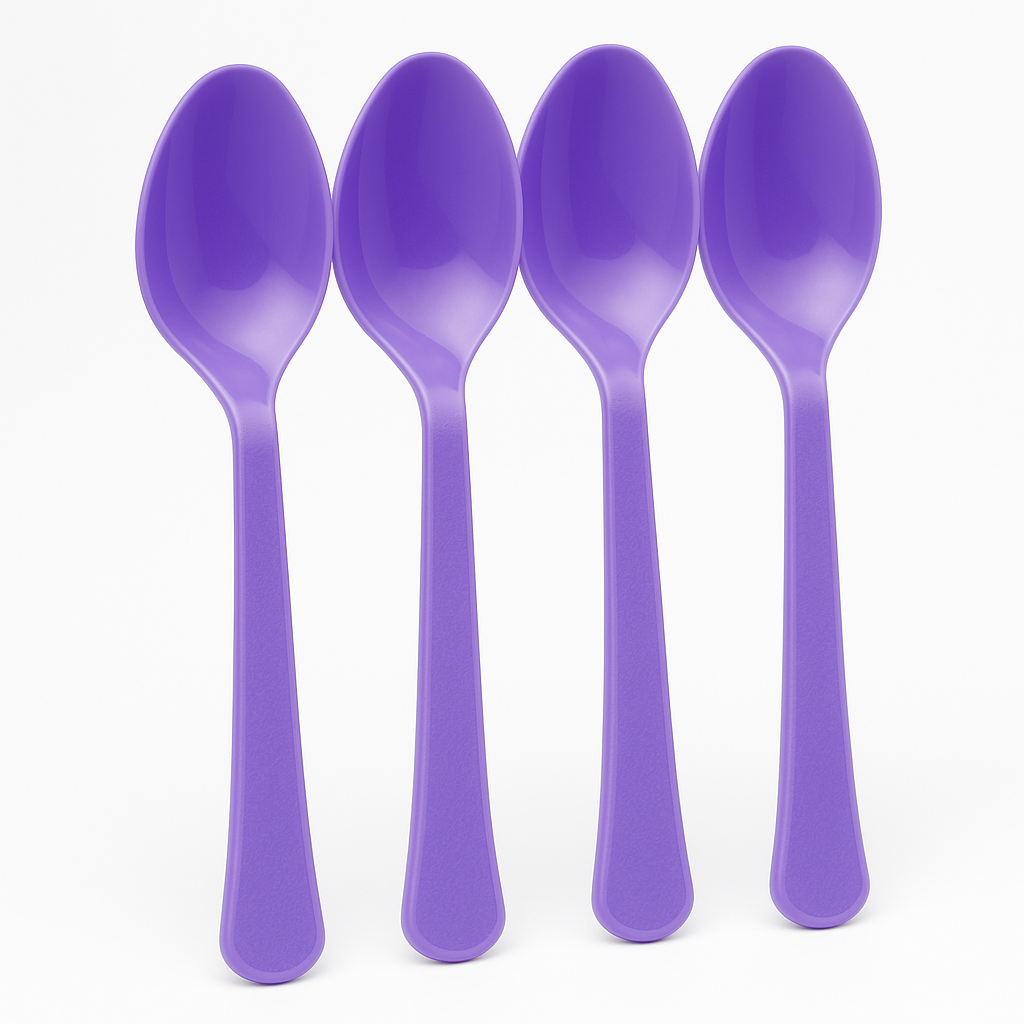Vibrant Purple Plastic Spoons - Pack of 50