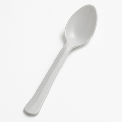 Silver Heavy-Duty Plastic Spoons, 50-Count