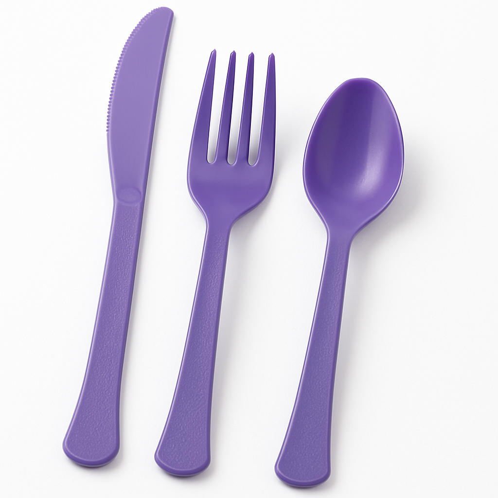 Purple Plastic Cutlery Assortment - 24 Pack