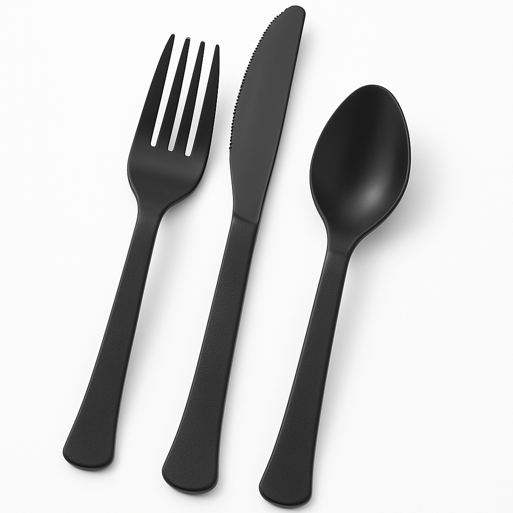 Heavy-Duty Black Plastic Cutlery Set - 80 Pieces