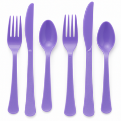 Vibrant Purple Plastic Cutlery Set - Assorted
