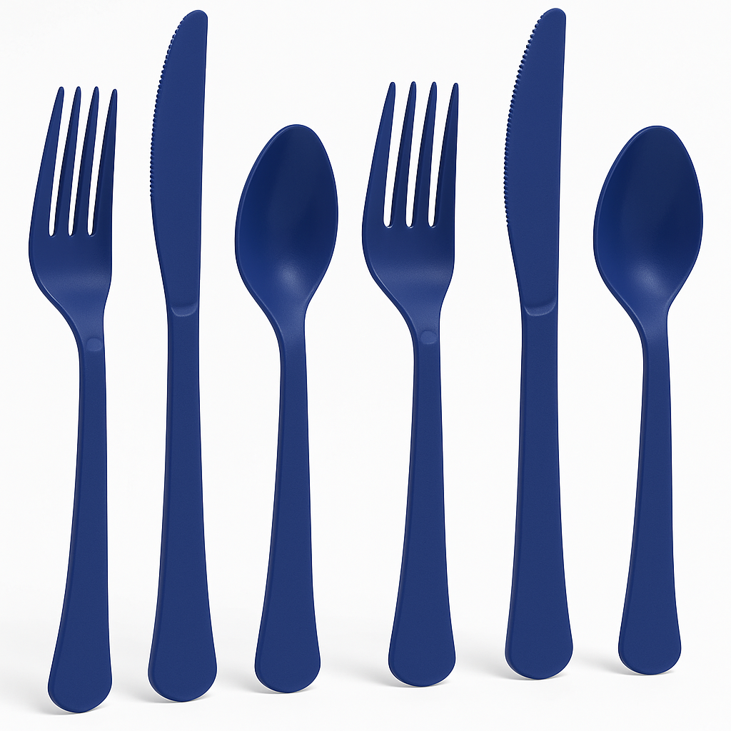 True Navy Plastic Cutlery Set - Assorted