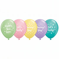 Pastel Printed Latex Balloons - Happy Birthday Assortment