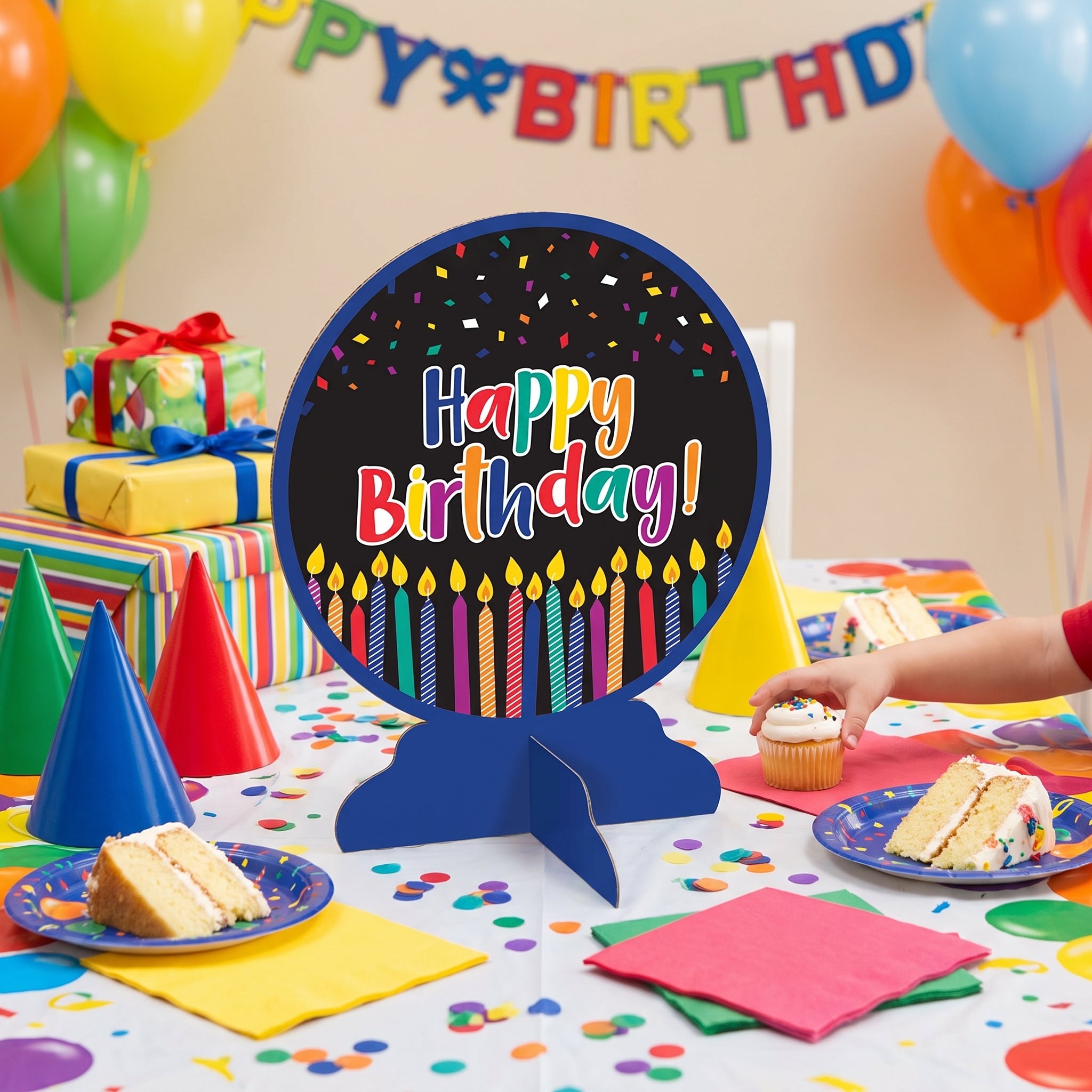 Vibrant Birthday Candle Table Centerpiece