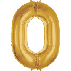 Gold Number 0 Foil Balloon - 50 Inch Metallic Celebration Decor