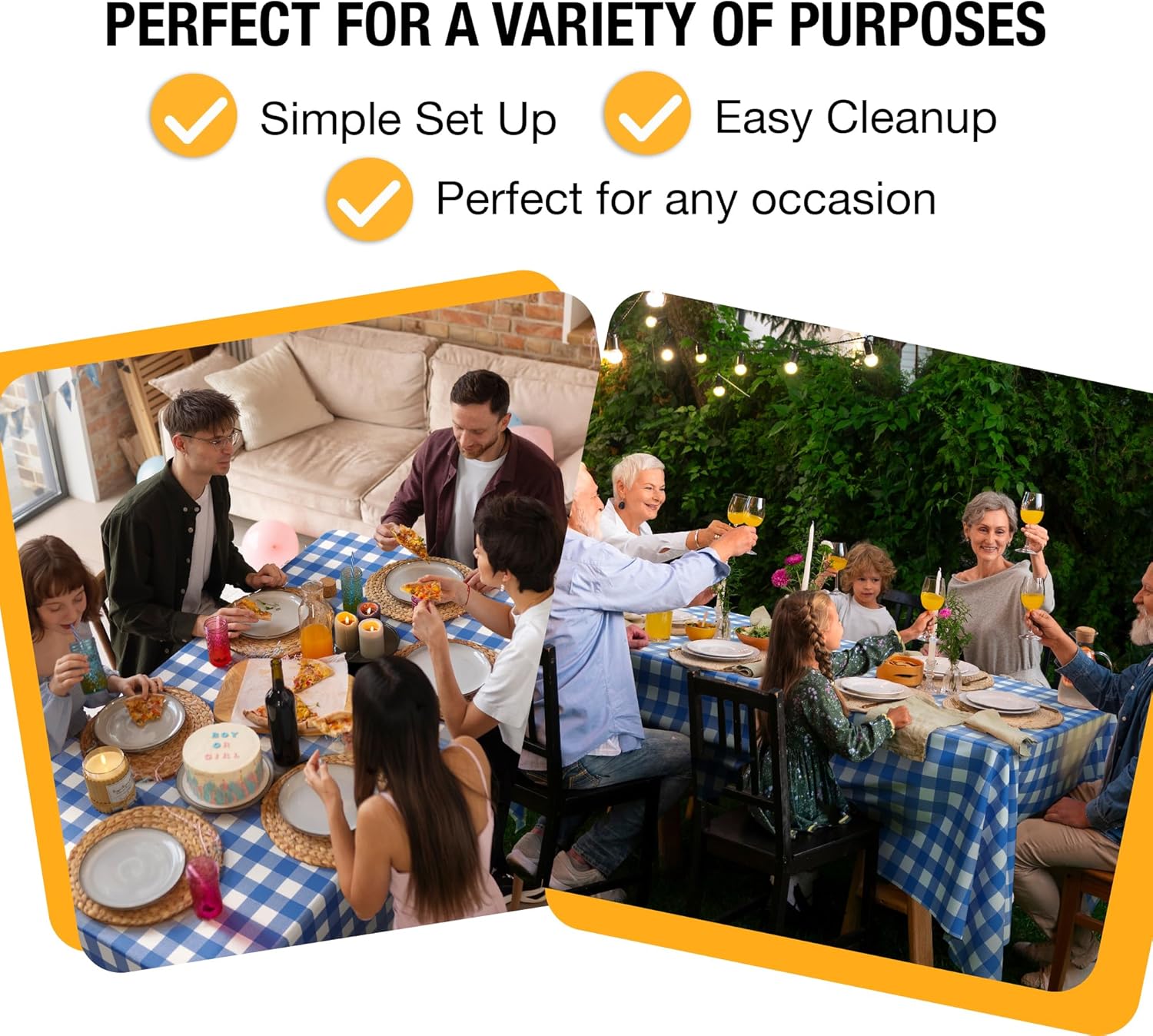 Blue Gingham Plastic Table Covers | 6 Pack - 54 In. x 108 In.