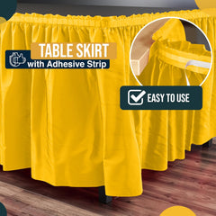 Yellow Plastic Table Skirt | 6 Pack - 168 in. x 29 in.