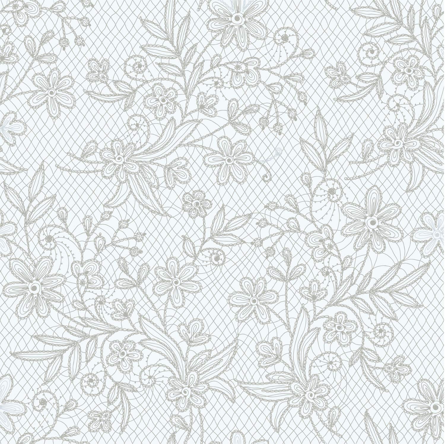 Silver Floral Plastic Table Cover - 54 In. x 108 In.
