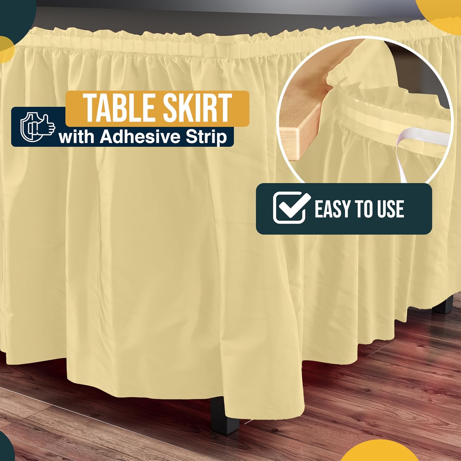 Light Yellow Plastic Table Skirt | 6 Pack - 168 in. x 29 in.