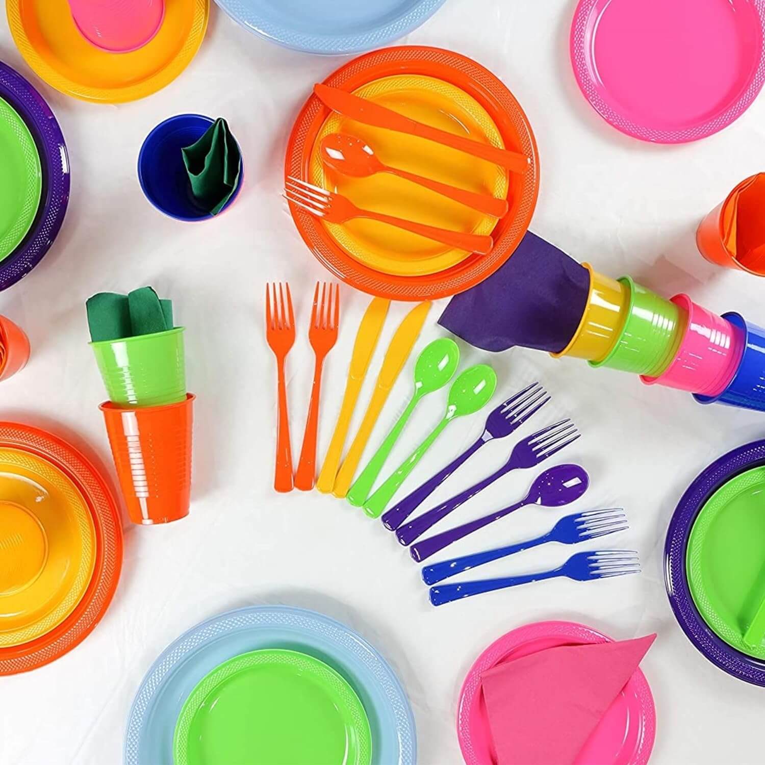 350 Pcs Green & Gold Disposable Tableware Set