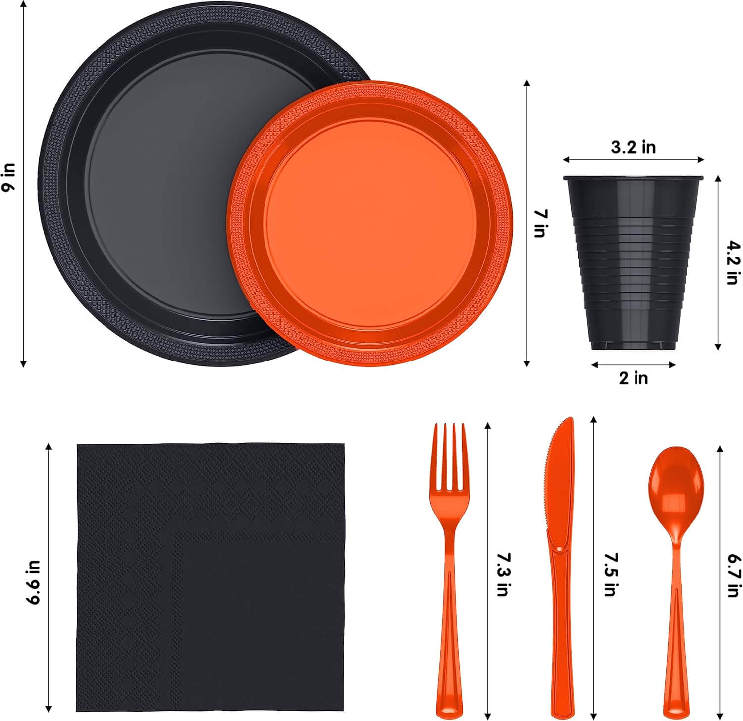 350 pcs Halloween Disposable Tableware Set -Orange and Black