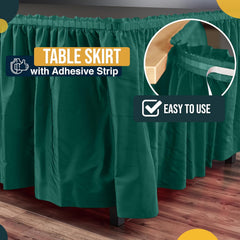 Dark Green Plastic Table Skirt | 6 Pack - 168 in. x 29 in.