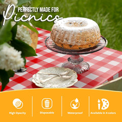 Red Gingham Plastic Table Cover - 54 In. x 108 In.